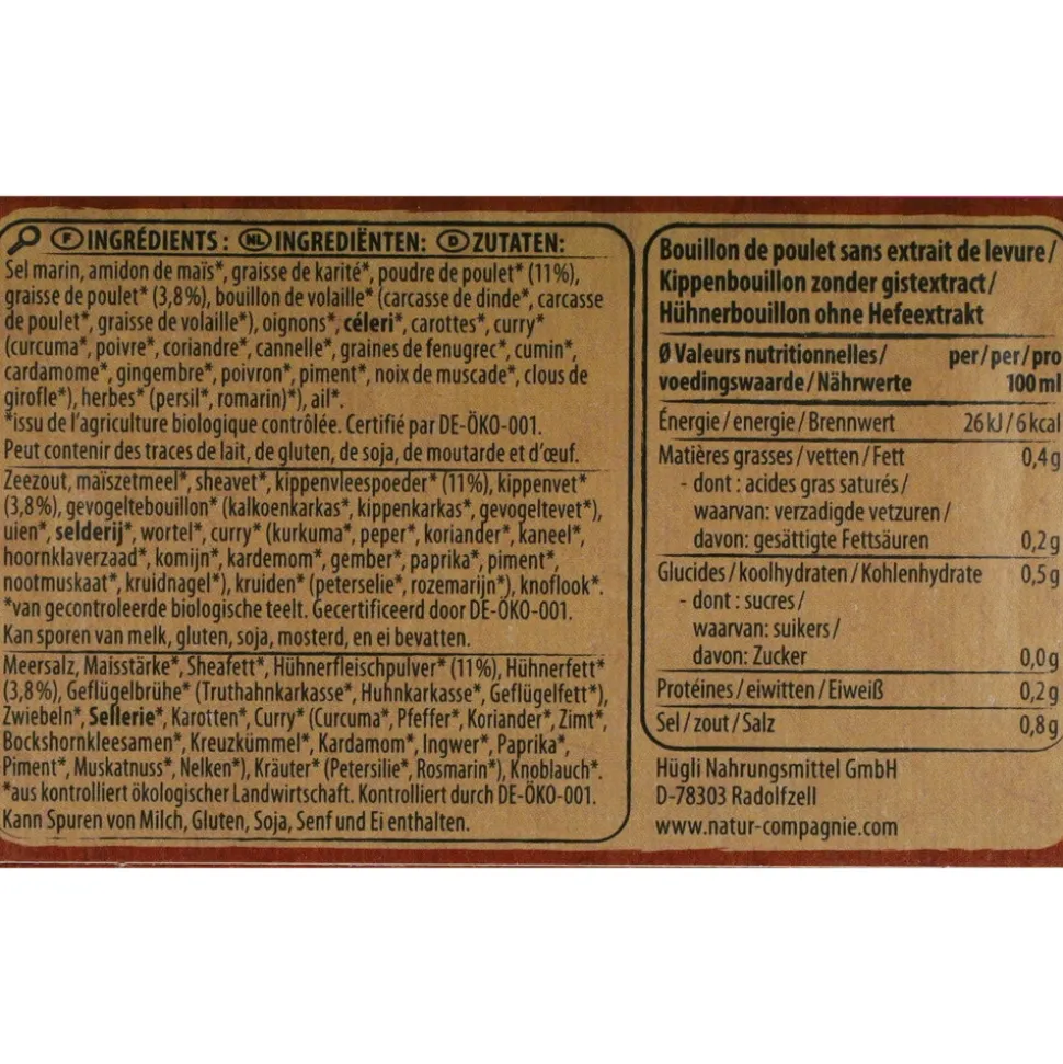 12x Natur Compagnie Kippenbouillon Glutenvrij Bio 8 stuks