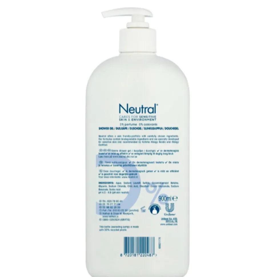6x Neutral Showergel Parfumvrij 900 ml