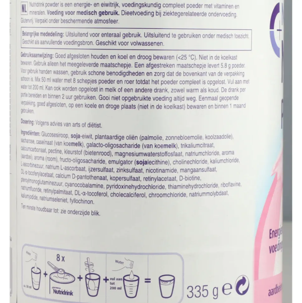 3x Nutricia Nutridrink Poeder Aarbei 335 gr