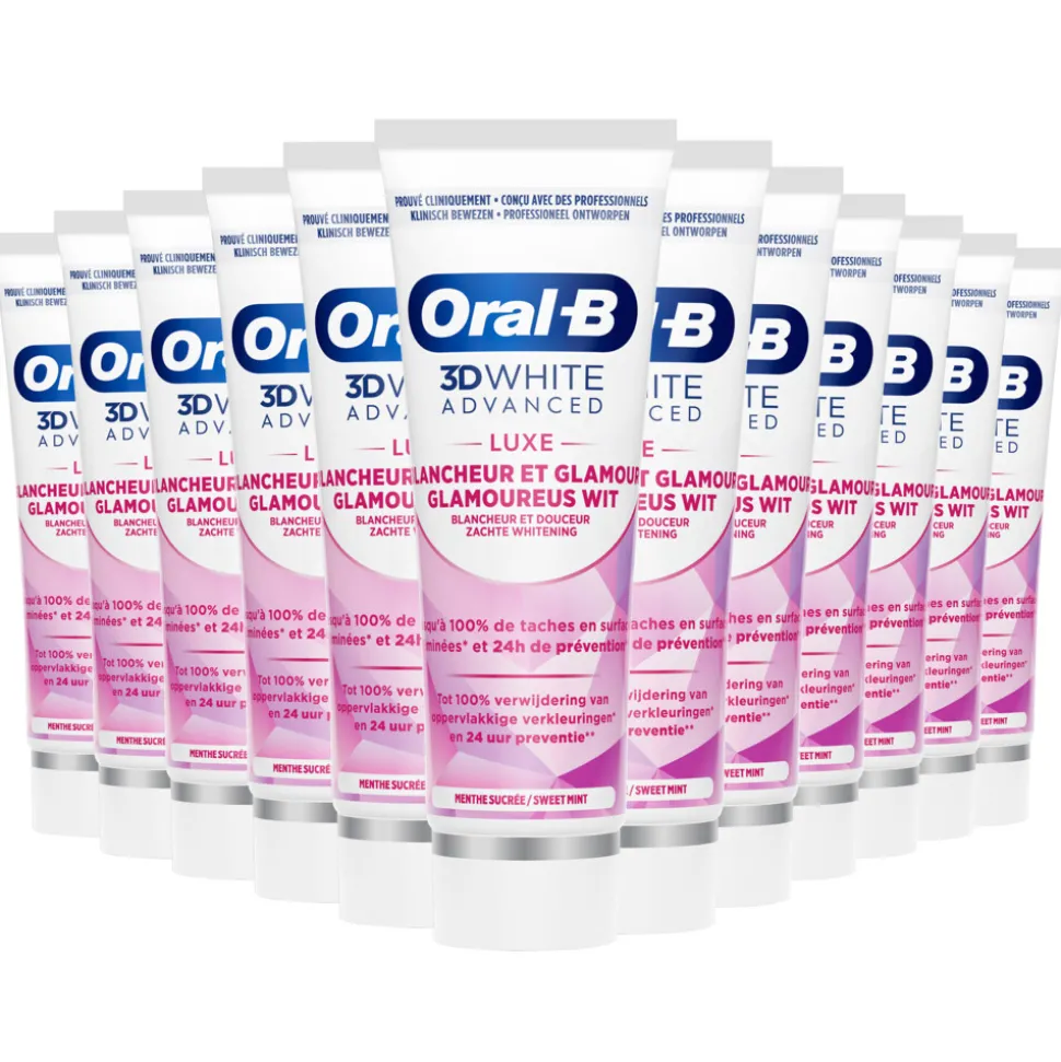 12x Oral-B Tandpasta 3DWhite Advanced Luxe Glamorous White 75 ml