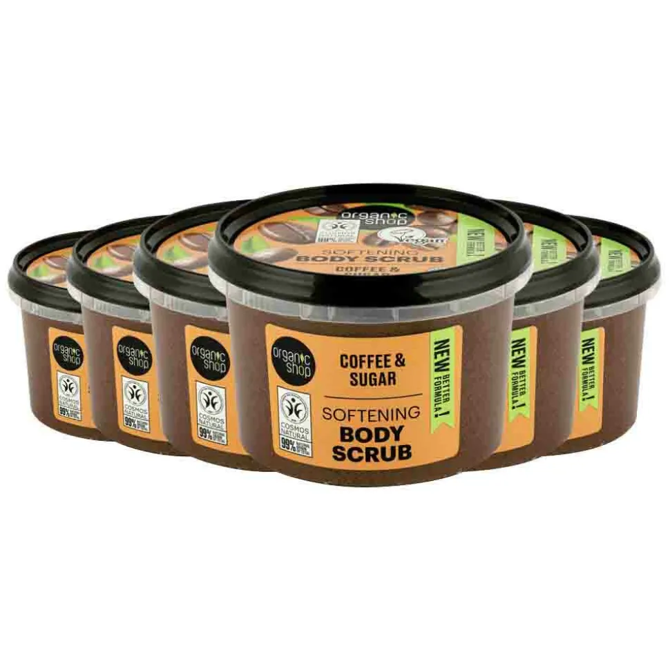 6x Organic Shop Body Scrub Brazilian Coffee 250 ml