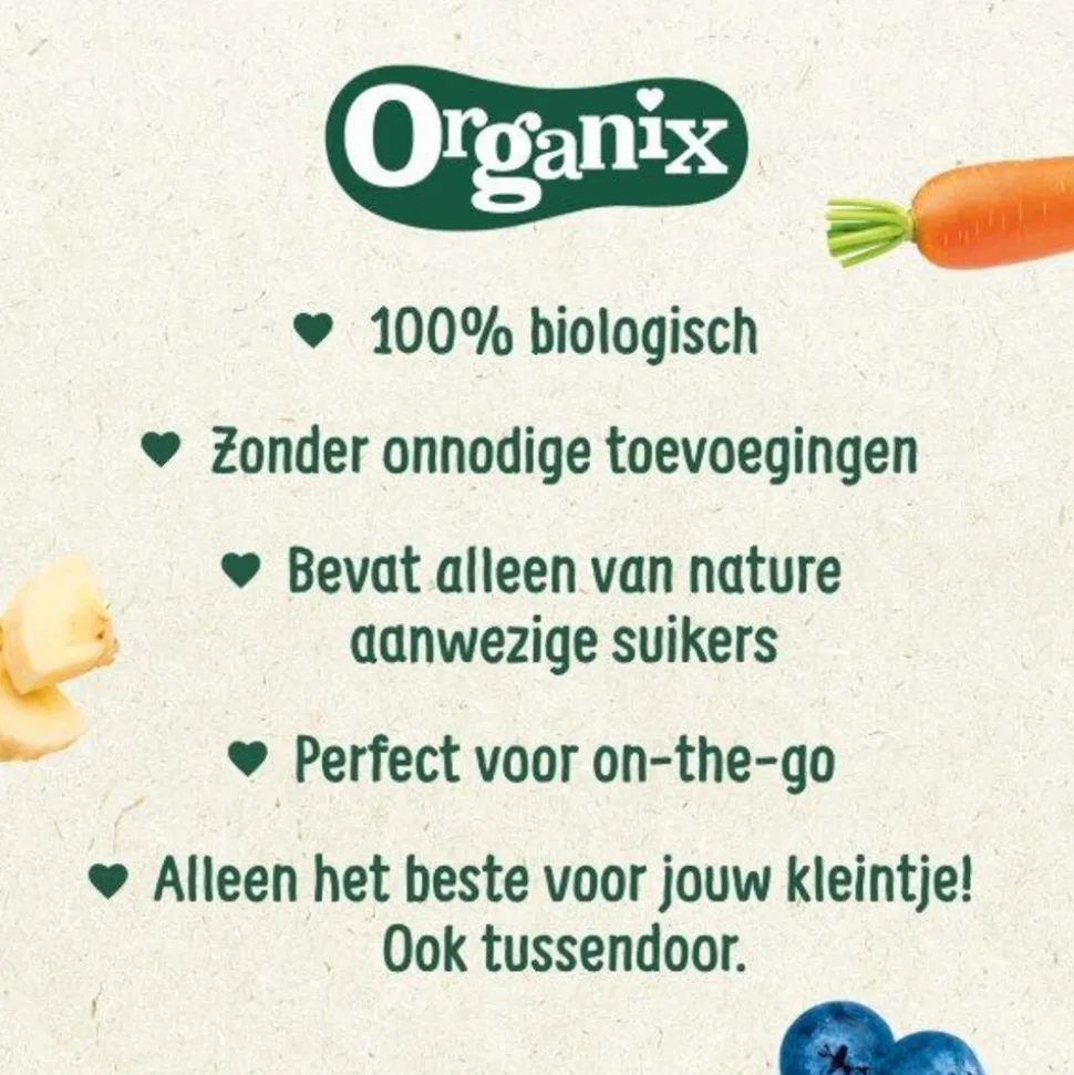 6x Organix Knijpfruit 6+m Mango Peer & Granola 100 gr