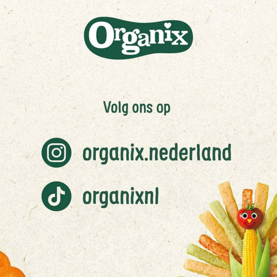 6x Organix Knijpfruit 4+m Peer, Banaan & Framboos 90 gr