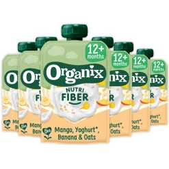 6x Organix Knijpfruit Nutri Fiber 12+m Mango Yoghurt Banaan 100 gr