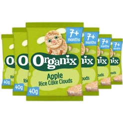 6x Organix Luchtige Rijstwafeltjes 7+m Appel 40 gr