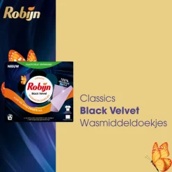 10x Robijn Wasmiddeldoekjes Black Velvet 16 stuks