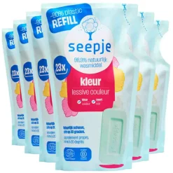 6x Seepje Vloeibaar Wasmiddel Kleur Navulling Magische Magnolia 23 Wasbeurten 1 liter