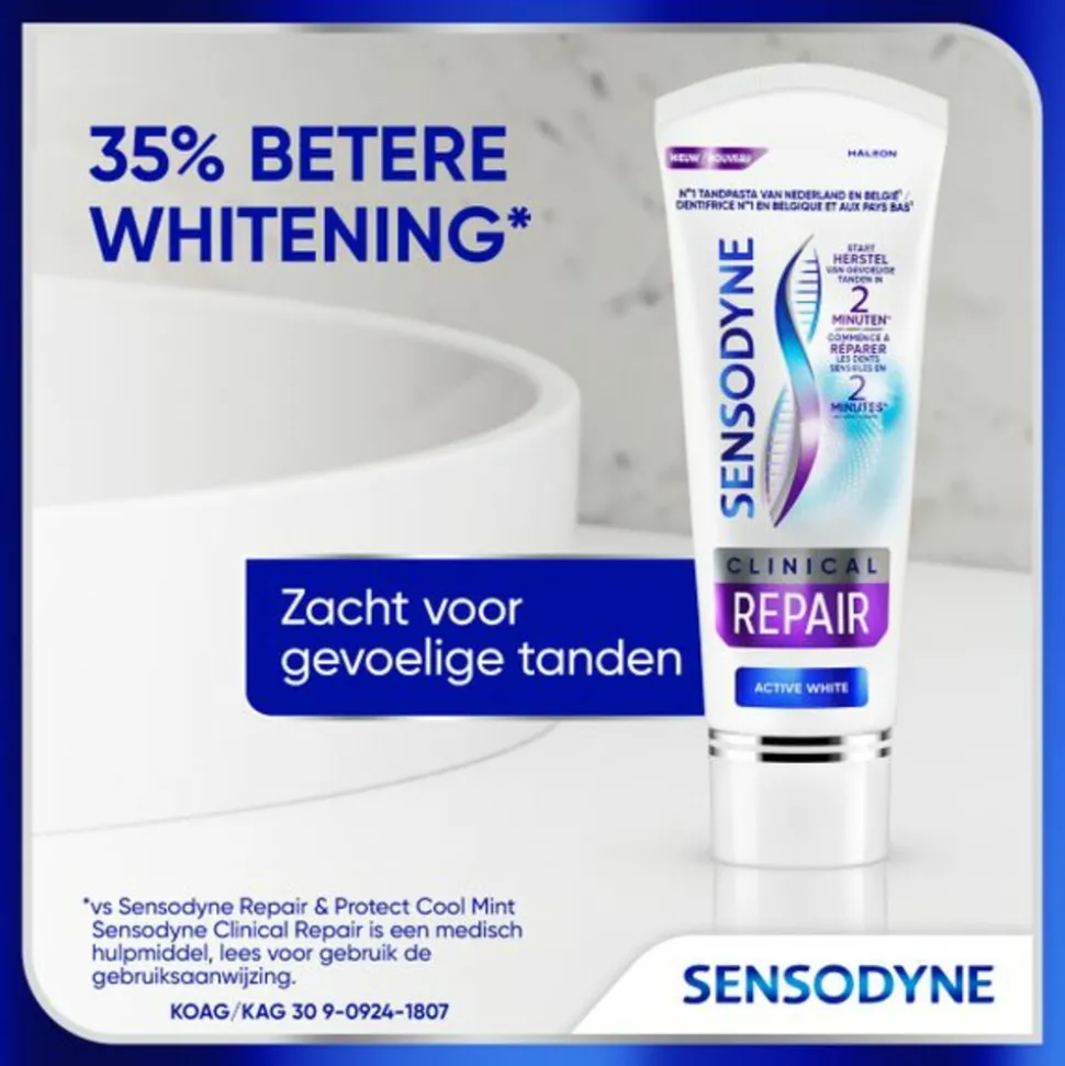 6x Sensodyne Tandpasta Clinical Repair Active White 75 ml