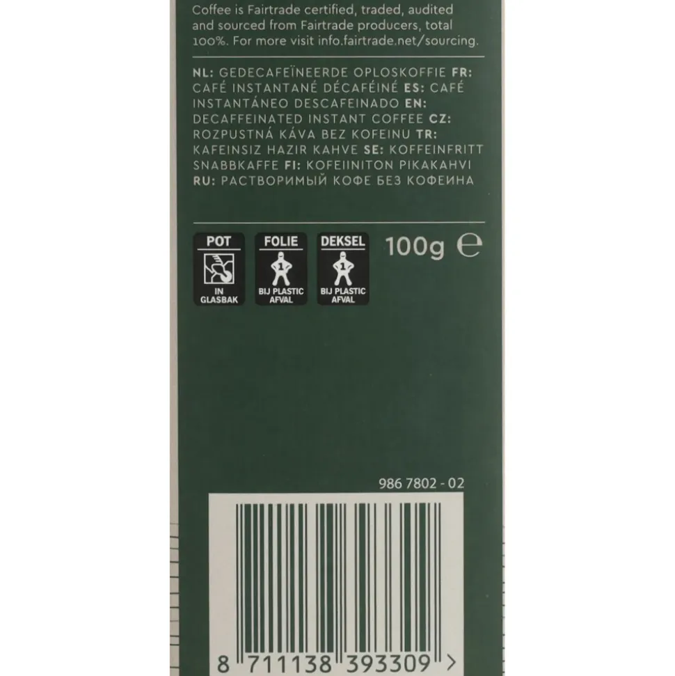 3x Simon Levelt Oploskoffie Senza Decaf 100 gr