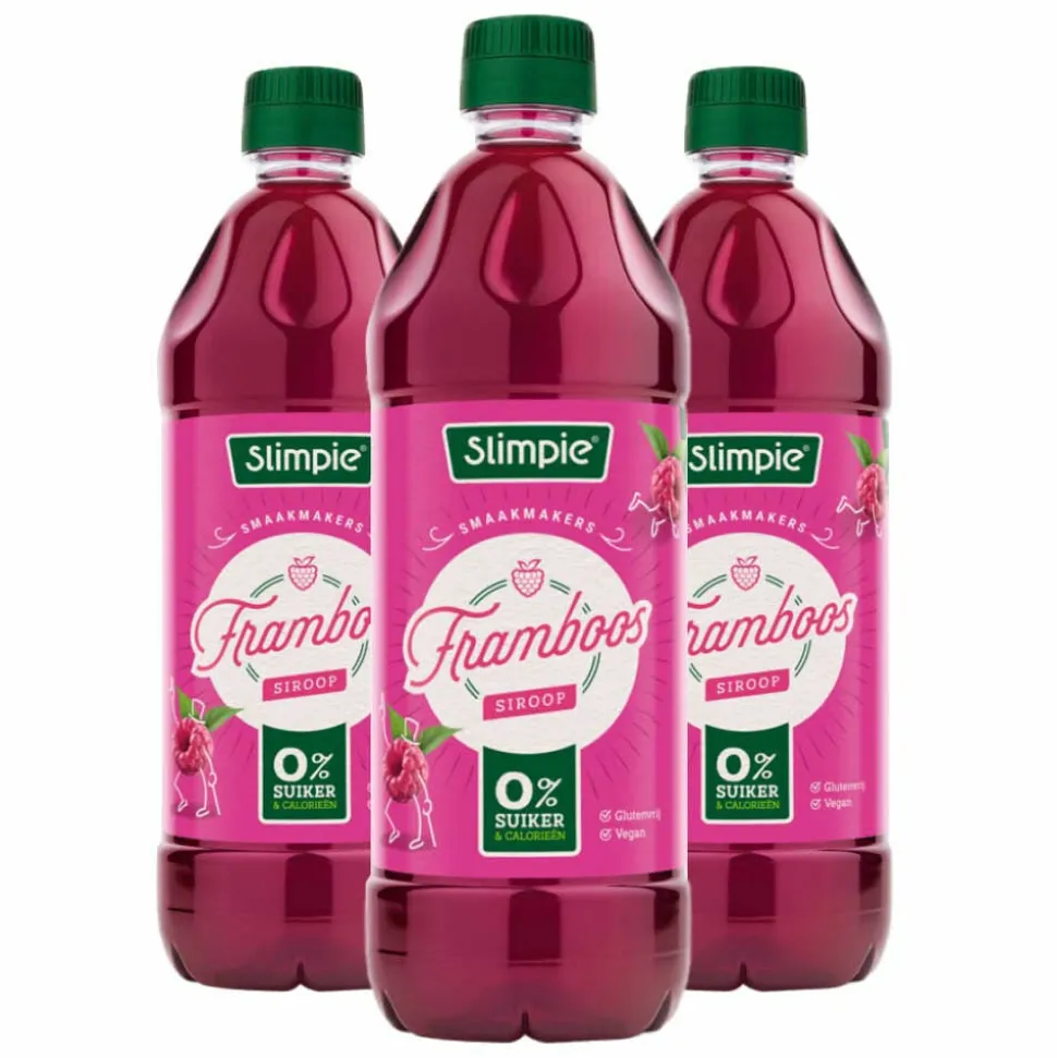3x Slimpie Siroop Framboos 650 ml