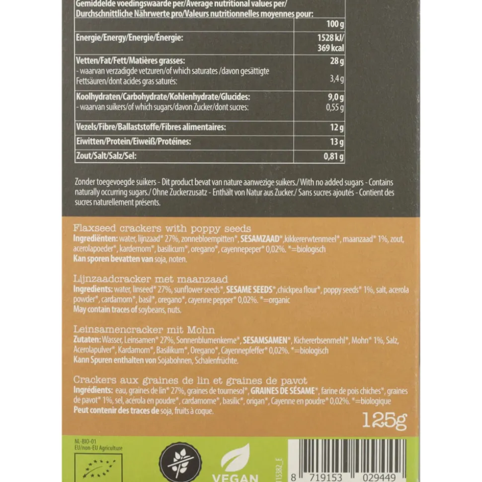 3x Smaakt Lijnzaad Crackers Less Carb 125 gr