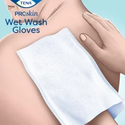3x TENA Proskin Wet Wash Gloves Mild Geparfumeerd 8 stuks