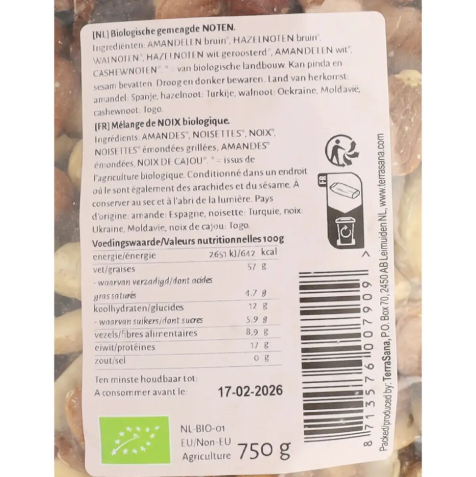 6x Terrasana Gemengde Noten 750 gr