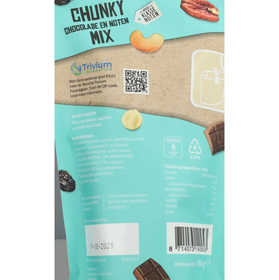 3x Verse Klassenoten Chunky Chocolade en Noten Mix Milky Raisin 150 gr