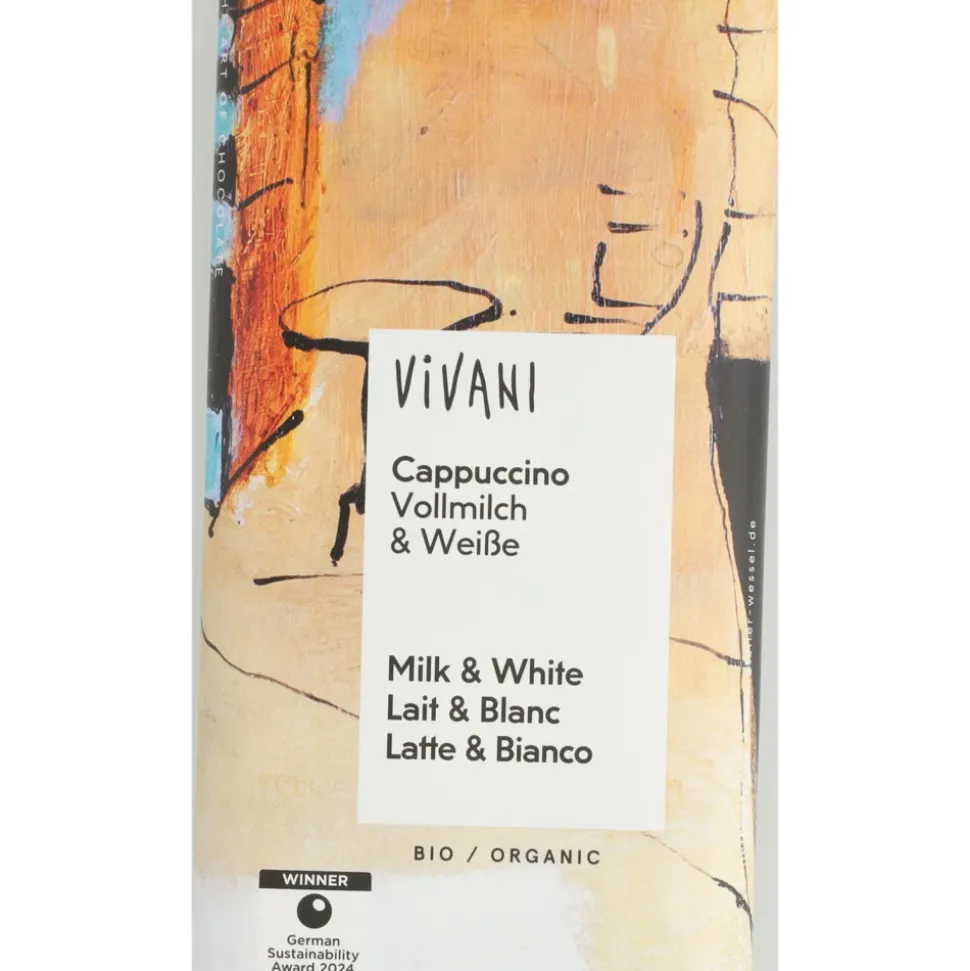 10x Vivani Chocoladereep Melk en Wit Cappuccino 100 gr