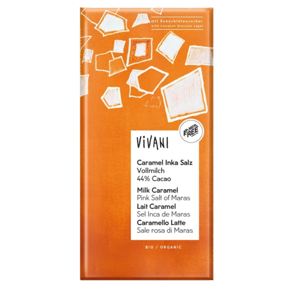10x Vivani Chocoladereep Melk Karamel en Zout 80 gr