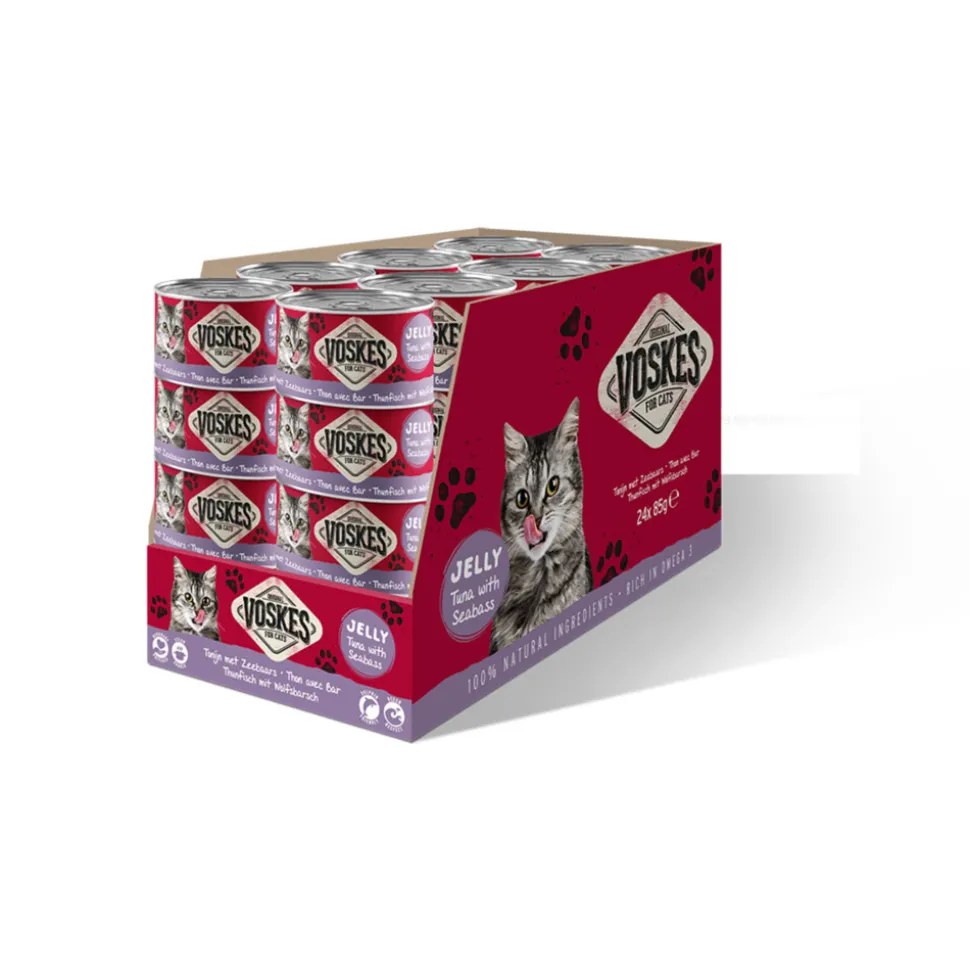 24x Voskes Kattenvoer Nat Tonijn met Zeebaars 85 gr
