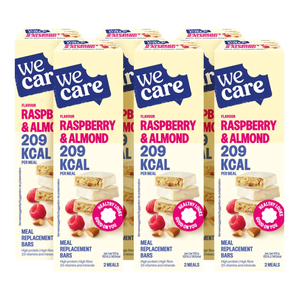 6x WeCare Meal Replacement Bars Raspberry Almond 116 gr