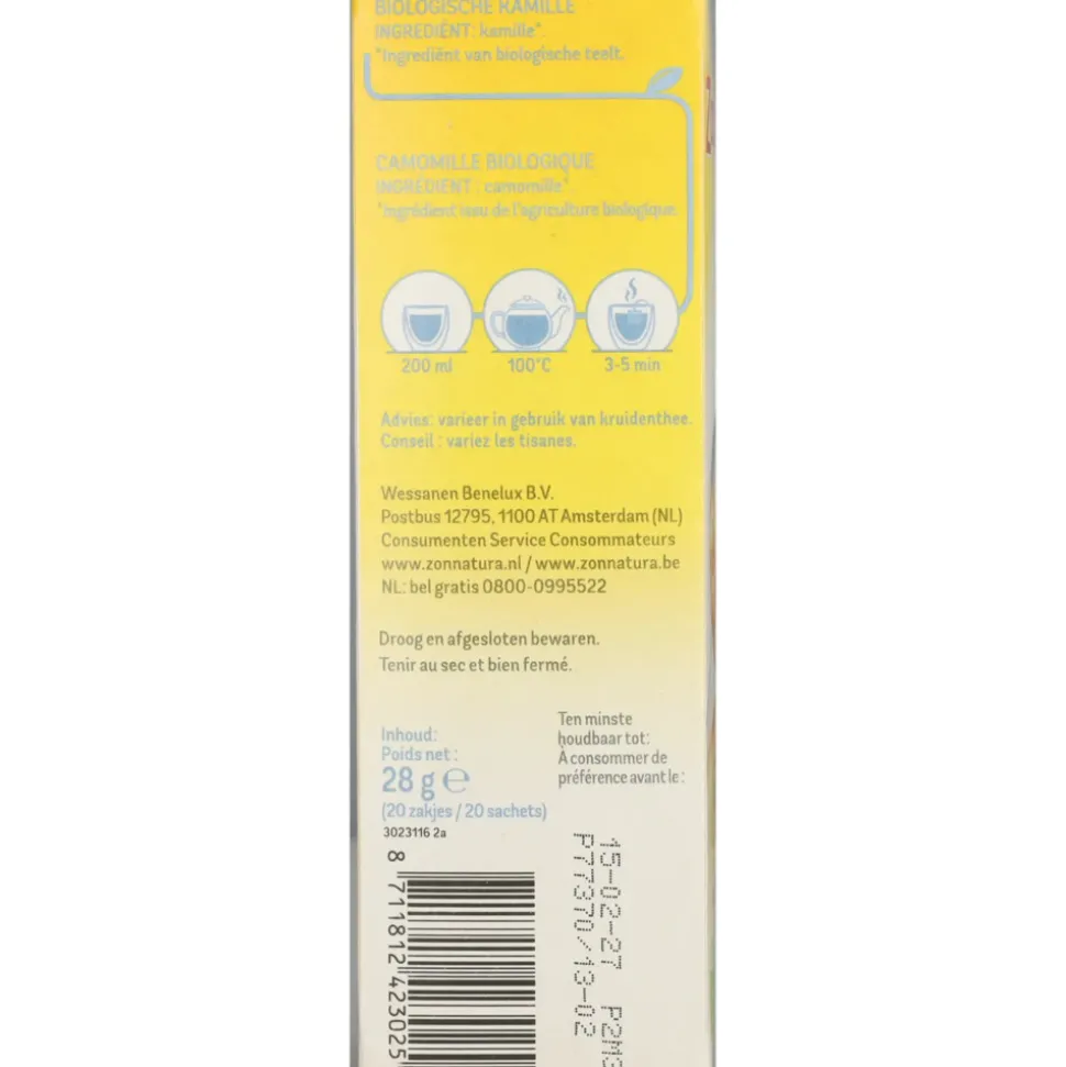 3x Zonnatura Kamille Thee Biologisch 20 stuks