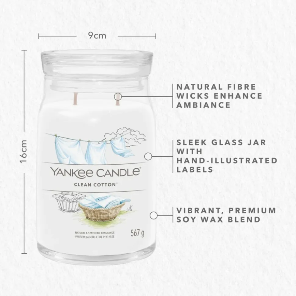 Yankee Candle Geurkaars Large Jar Clean Cotton 567 gr
