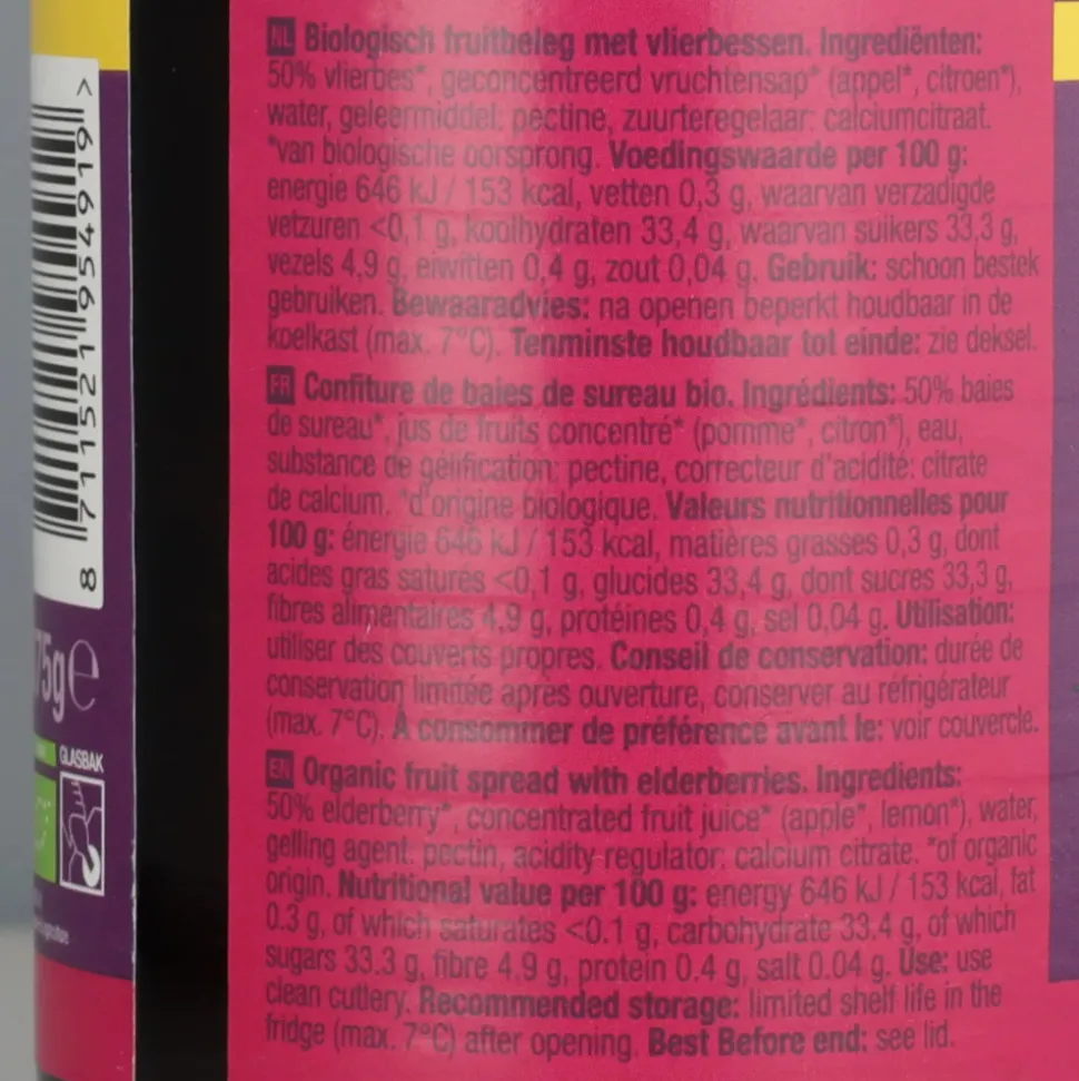 Your Organic Nature Vlierbessenjam Biologisch 375 gr