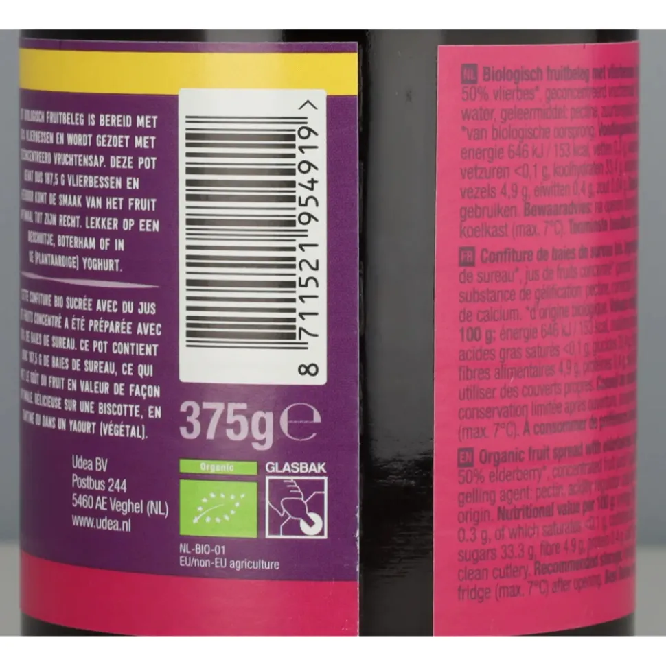 Your Organic Nature Vlierbessenjam Biologisch 375 gr