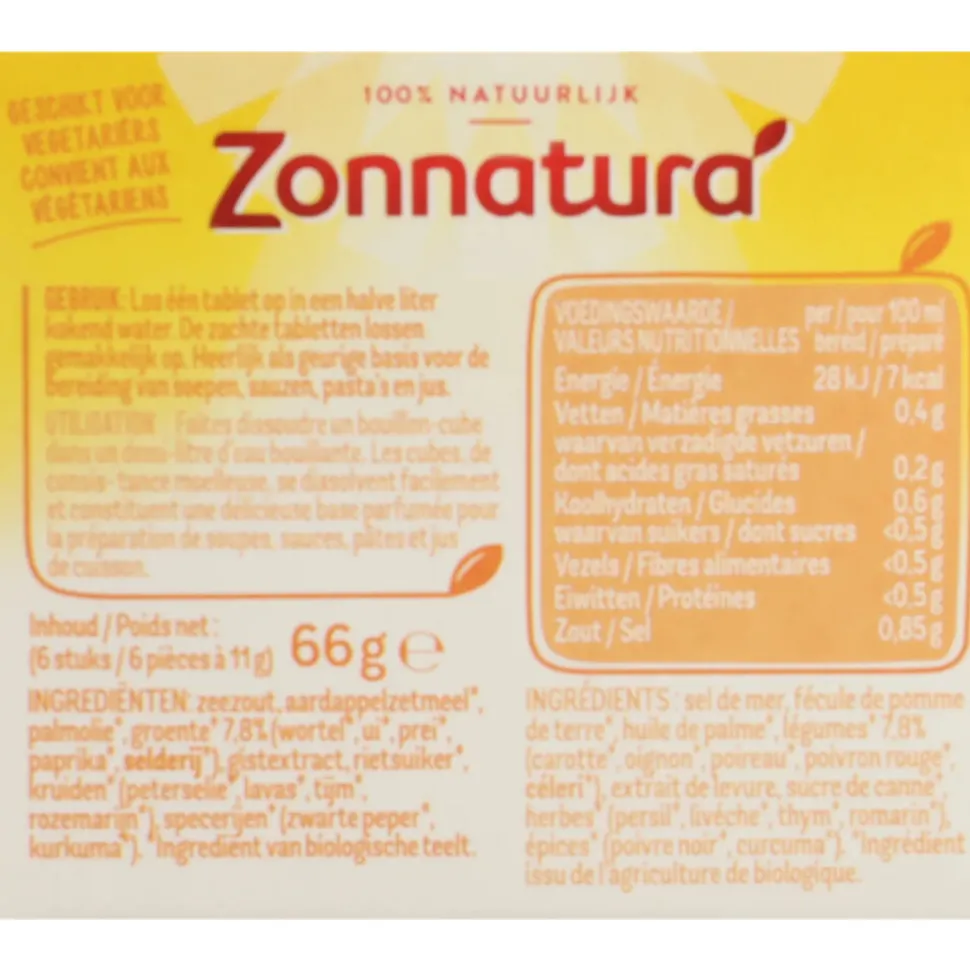 Zonnatura Groentebouillon Tabletten Biologisch 6 x 11 gr